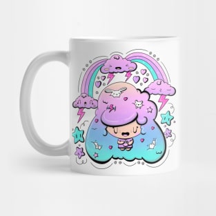 Cute stormy bubble head girl in kawaii style Mug